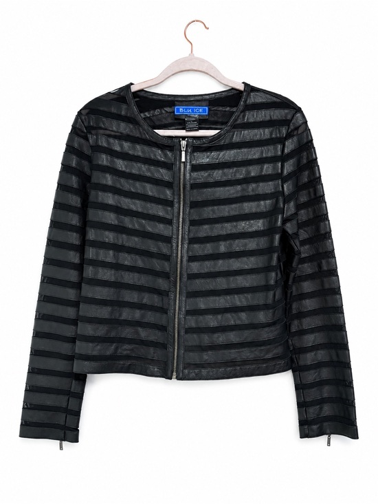 Blue Ice Jackets & Blazers - Women's Black Striped Zip-Front Jacket